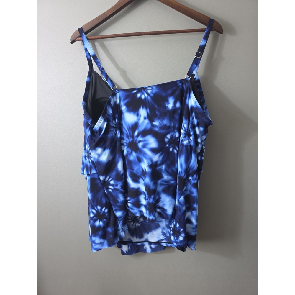 Aqua Green Womens Tankini Swimsuit Top Swimwear Tie Die Blue Plus Size 26W NWT - Picture 8 of 12